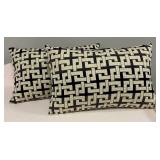 Two Accent Pillows  - Black & Cream Geometric Pattern