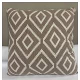 Two Geometric Diamond Taupe & White Accent Pillows