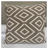 Two Geometric Diamond Taupe & White Accent Pillows