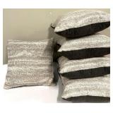 Textured Throw Pillows (Lot of 5) - Gray & Cream Speckled Cushions for Sofa