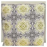 Patterned Damask Throw Pillows - Yellow & Gray Set of 2