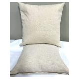 Decorative Throw Pillows Beige Herringbone & Black Geometric Pattern (Lot of 2)