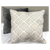 Throw Pillow - Gray & Ivory Geometric Trellis Pattern