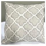 Throw Pillow - Gray & Ivory Geometric Trellis Pattern