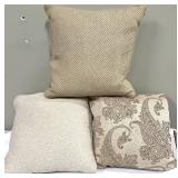 Beige Throw Pillows - 3-Pack with Herringbone, Textured & Paisley Fabrics