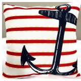 Patriotic Throw Pillows - Anchor & American Flag - Set of 3