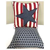 Pillows - Red/White Stripe with Denim Star & Navy Rope Pattern (Lot of 2)