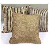 Throw Pillows (Lot of 3) - Striped & Textured Weave Cushions