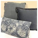 Blue Gray Decorative Pillows (Lot of 3)