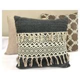 Throw Pillows - Geometric Pattern with Fringe (Lot of 3)