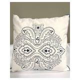 Rachel Zoe Paisley Throw Pillow - White with Navy Print (Set of 3)