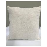 Throw Pillow Set of 3 - Geometric Pattern Taupe & Beige with Blue Accents