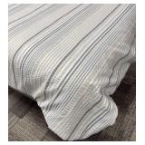 Full/Queen Striped Comforter - Neutral Gray & Beige