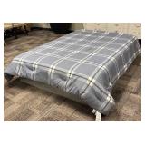 Tommy Hilfiger Queen Size Comforter - Gray Plaid with White Accents