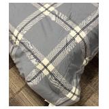 Tommy Hilfiger Queen Size Comforter - Gray Plaid with White Accents