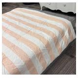 Pillowfort Peach & White Striped Comforter - Queen Size