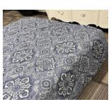 Duvet Cover & Insert - Queen Size - Blue Damask Pattern