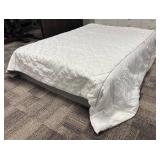 Queen Size White Quilted Comforter with Grey Piping