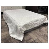 Queen Size White Quilted Comforter with Grey Piping