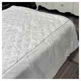 Queen Size White Quilted Comforter with Grey Piping