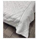 Queen Size White Quilted Comforter with Grey Piping