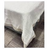 Tahari Home Queen Comforter - White Quilted Bedspread with Border