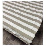 Pillowfort Twin Striped Comforter - Taupe & White