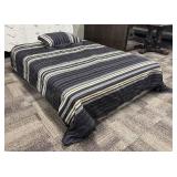 Queen Striped Comforter Set & Pillow Sham - Dark Gray & Beige Stripes
