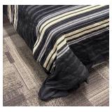 Queen Striped Comforter Set & Pillow Sham - Dark Gray & Beige Stripes