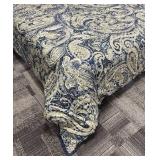King Duvet Cover with Insert & 2 Pillow Shams - Paisley Navy Print
