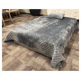 Threshold King Size Bedspread & Pillow Sham - Gray Velvet Quilted