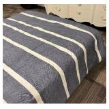 Tommy Hilfiger Queen Striped Duvet Cover - Denim Blue with White Stripes