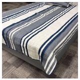 Nautica Twin Bedspread with Pillow Sham - Striped Navy, White & Gray