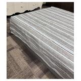 Nautica Queen Bedspread - Striped Gray & Blue with Navy Border