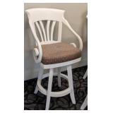Bar Height Stools Set of 3 - White Frames with Brown Pattern Cushions
