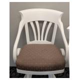 Bar Height Stools Set of 3 - White Frames with Brown Pattern Cushions