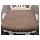 Bar Height Stools Set of 3 - White Frames with Brown Pattern Cushions