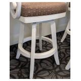 Bar Height Stools Set of 3 - White Frames with Brown Pattern Cushions