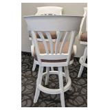 Bar Height Stools Set of 3 - White Frames with Brown Pattern Cushions