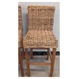 Safavieh Tobie Rattan Bar Stools Pair - 18W x 17D, Seat 30H, Back 42H