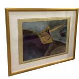 Framed Abstract Painting 32 x 41 in Gold Frame - Modern Wall Art Décor for Living Room
