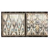 Framed Textile Wall Art - Pair, 14 x 14 in