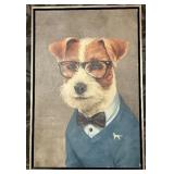 Framed Dog Portrait With Glasses & Bow Tie - 21 x 31 Inches