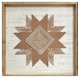 Wood-Framed Geometric Starburst Wall Art - Diamond Center, 23 x 24 in