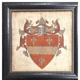 Framed Coat of Arms Wall Art & Crest 23 x 23 in - Ornate Black Frame