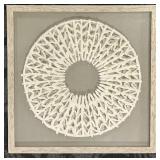 Rope Design Circular Wall Art & Light Wood Frame - 20 x 20 in