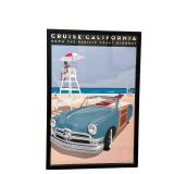 Cruise California Travel Poster - Down the Pacific Coast Highway Framed 25x37