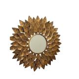 Sunburst Mirror - Gold Metal Wall Decor 26 in