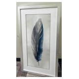 Feather Print Framed Wall Art - Silver Frame 28in x 50in