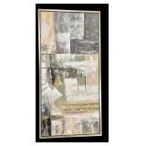 Abstract Painting - Framed Geometric Composition, Neutral Palette, 25 x 52 in